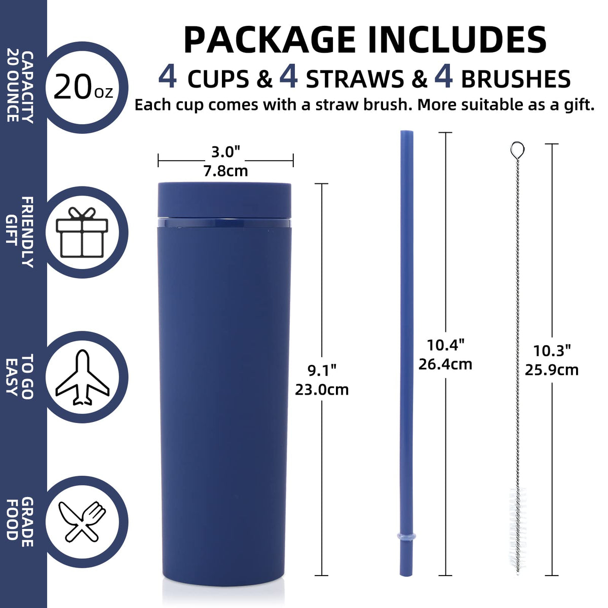 20oz Tumbler with Lid and Straw 8 Pack (8 Count)