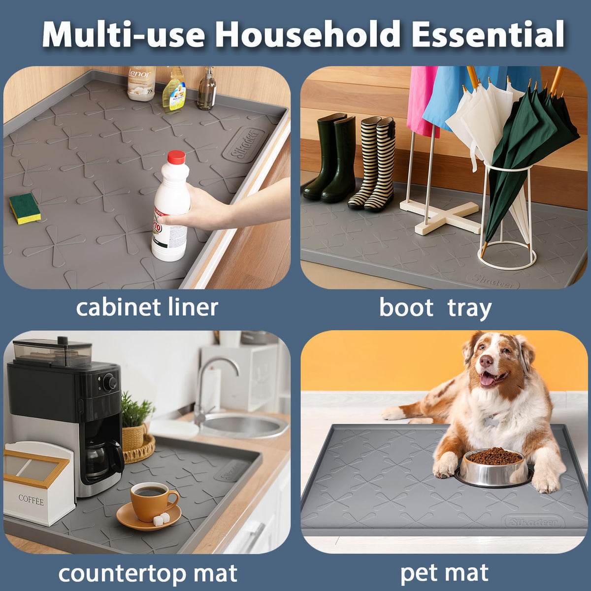Waterproof Under Sink Mat 34" x 19" Cabinet Protector Silicone Mat