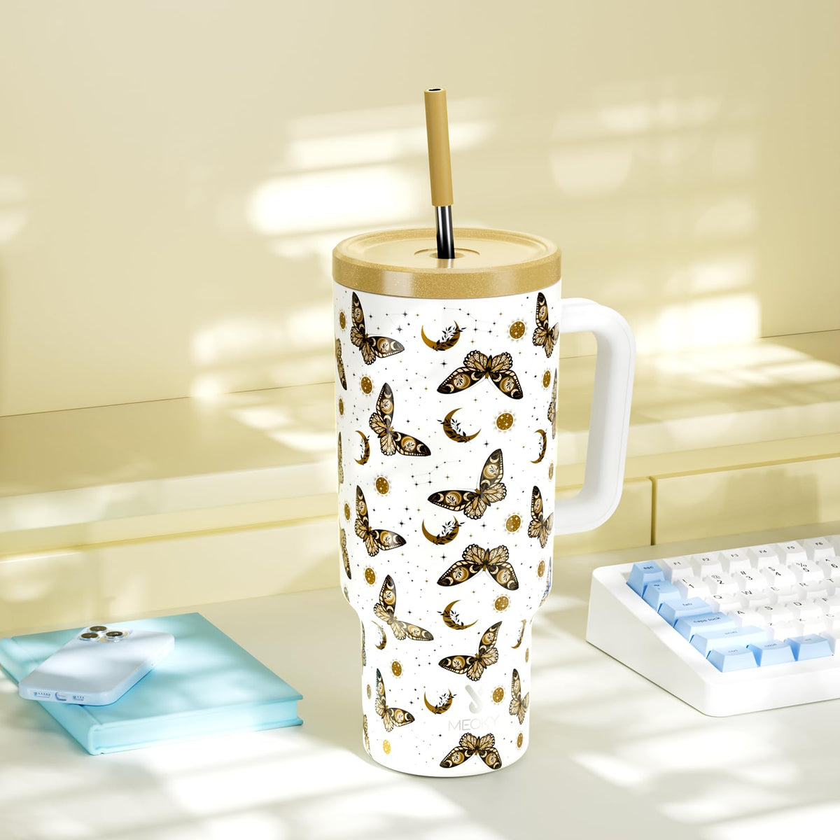 40 oz Tumbler with Handle and Straw