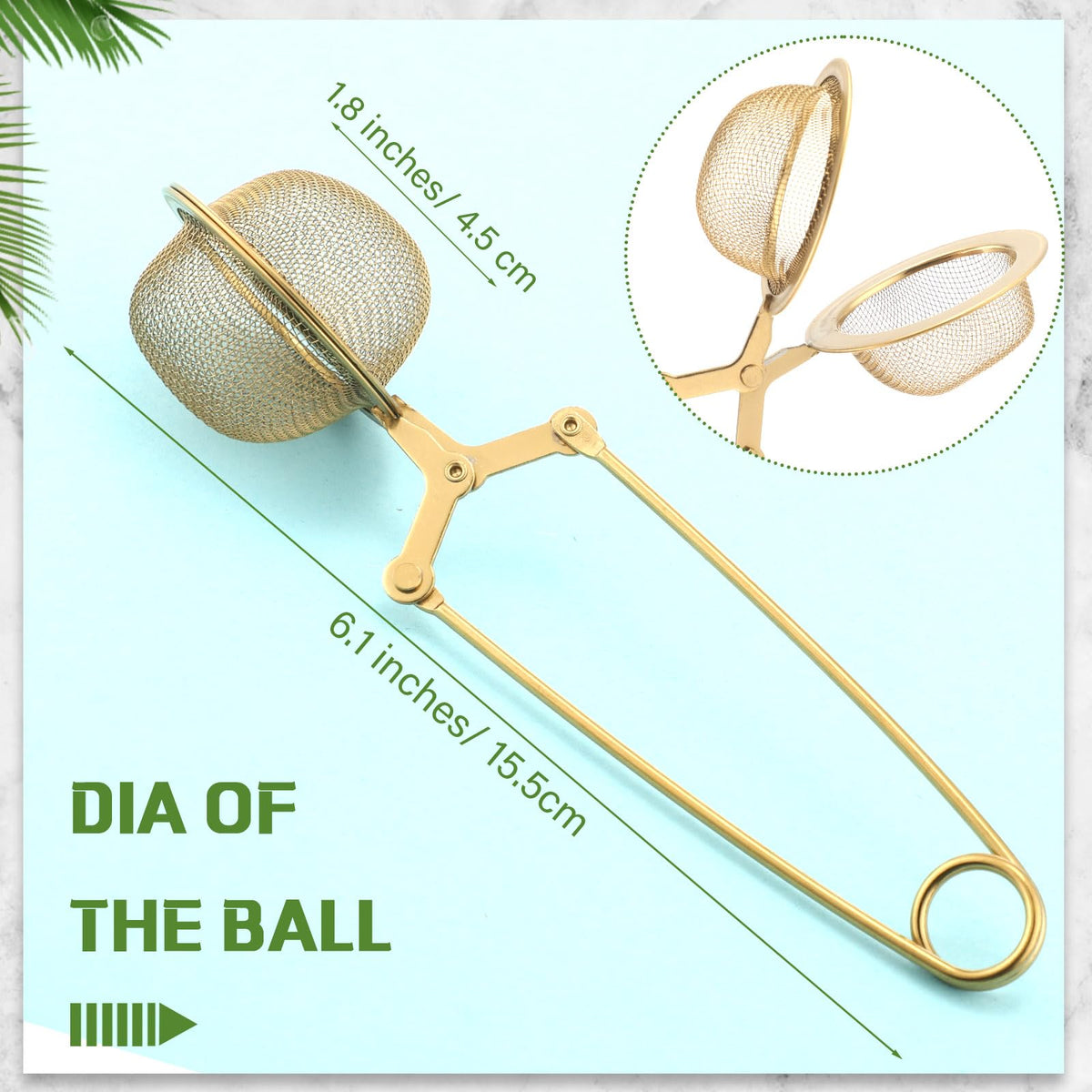 20 Pcs Loose Leaf Tea Infuser Stainless Steel Mesh Snap Tea Ball Strainers with Handle Metal