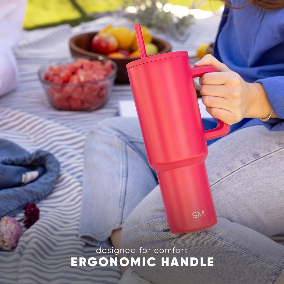 Tumbler with Handle and Straw
