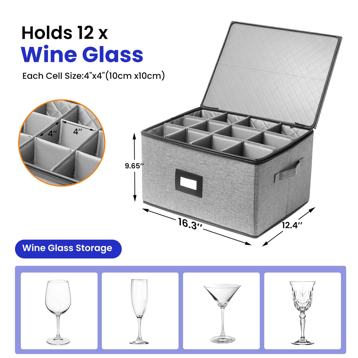 Wine Glass Storage Moving Box with Dividers 2 Pack (2 Count)