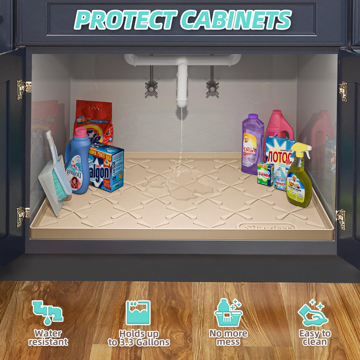 Waterproof Under Sink Mat Silicone 40"x19"