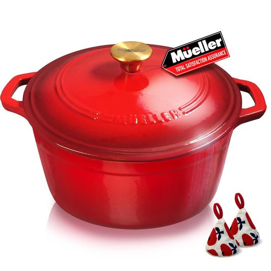 Mueller 6QT Enameled Cast Iron Dutch Oven with Lid