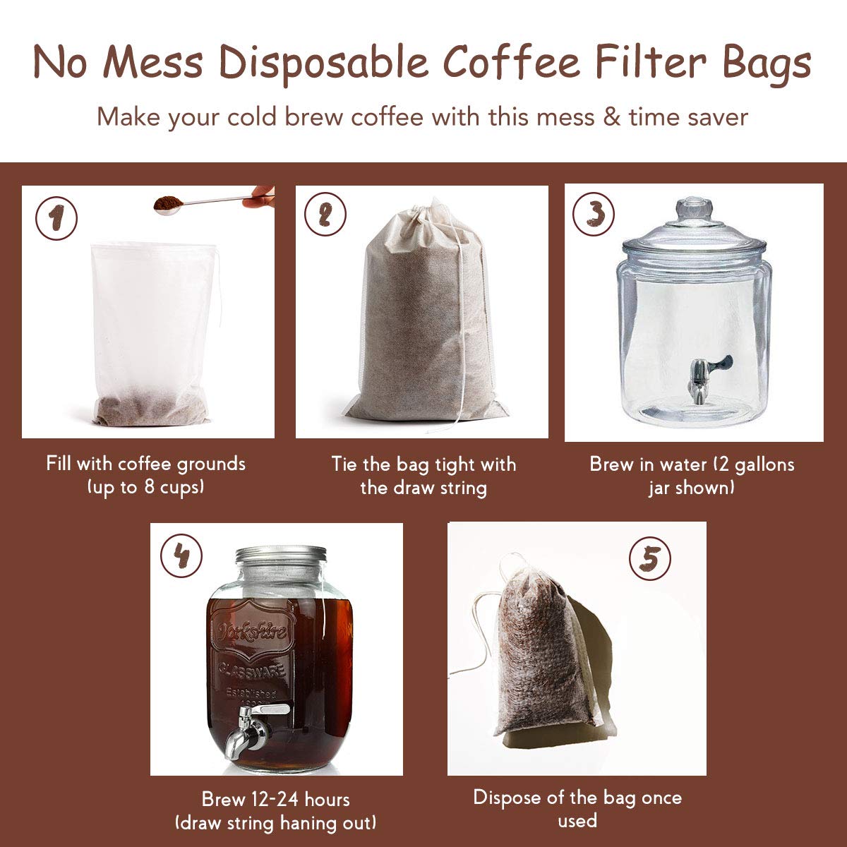 Disposable Cold Brew Coffee Filters (60 Count)