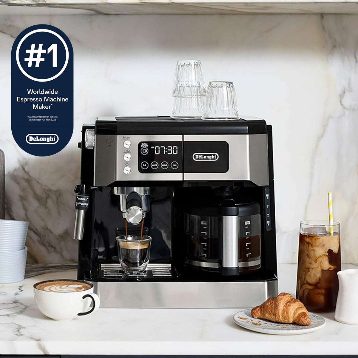 All-in-One Espresso & Coffee Maker, 10-Cup Pot, Milk Frother