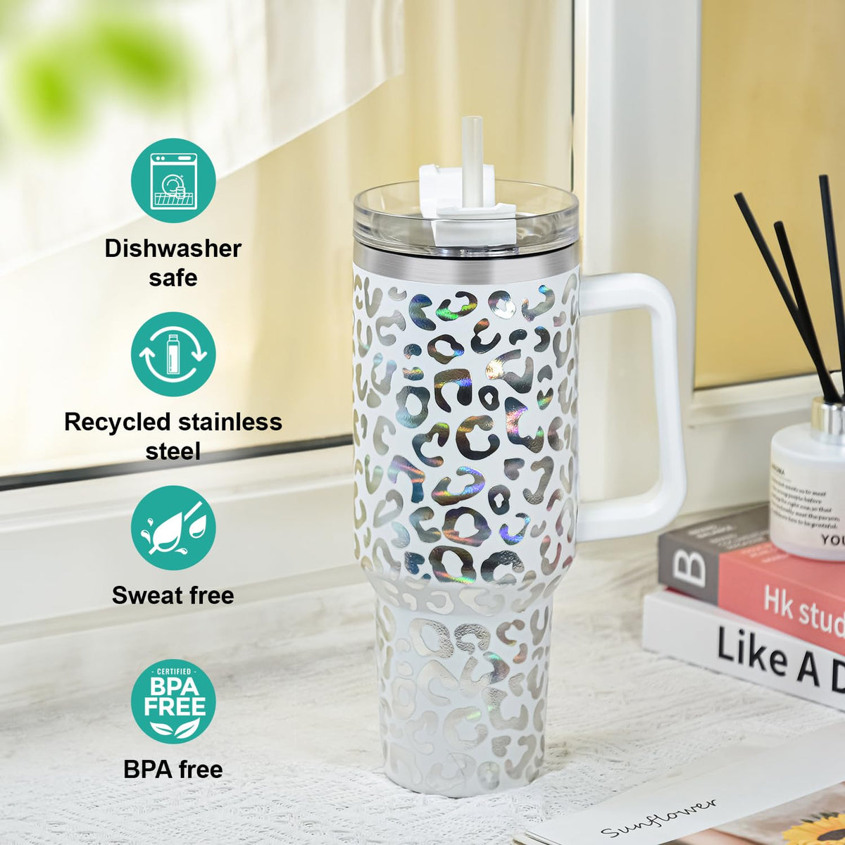 40 oz Tumbler with Handle and Straw