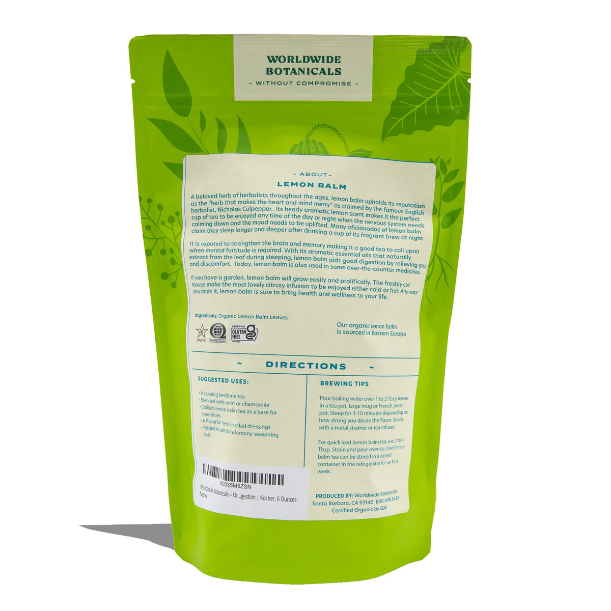 Organic Lemon Balm Tea (6 Ounce)