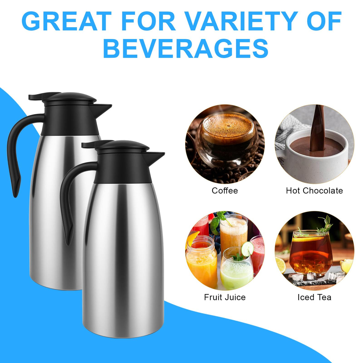 4 PCS 68 Oz Thermal Coffee Carafe with 4 PCS Brushes (4 Count)