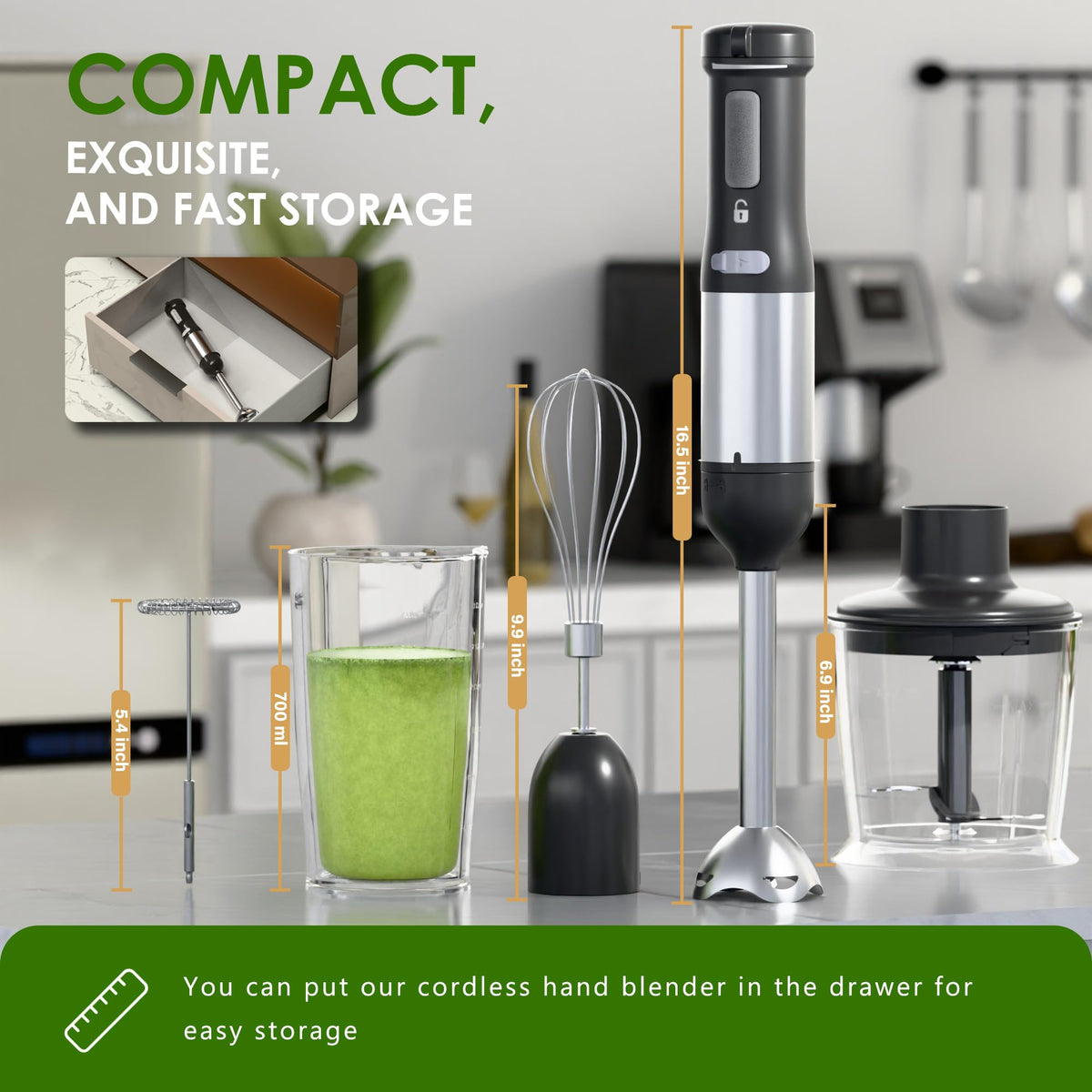 air 5-in-1 Cordless Immersion Blender with Rechargeable Handheld