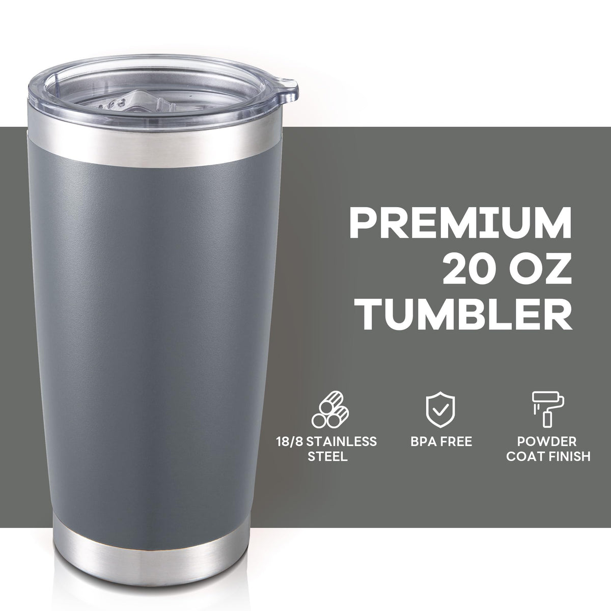 20 oz Tumbler with Lid Stainless Steel Insulated Tumblers Bulk Cups Mug (12 Count)