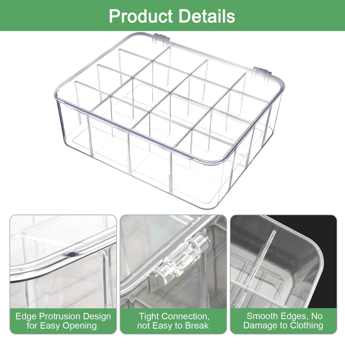2 Pack Acrylic Sock and Underwear Organizer with Blank Label (2 Count)