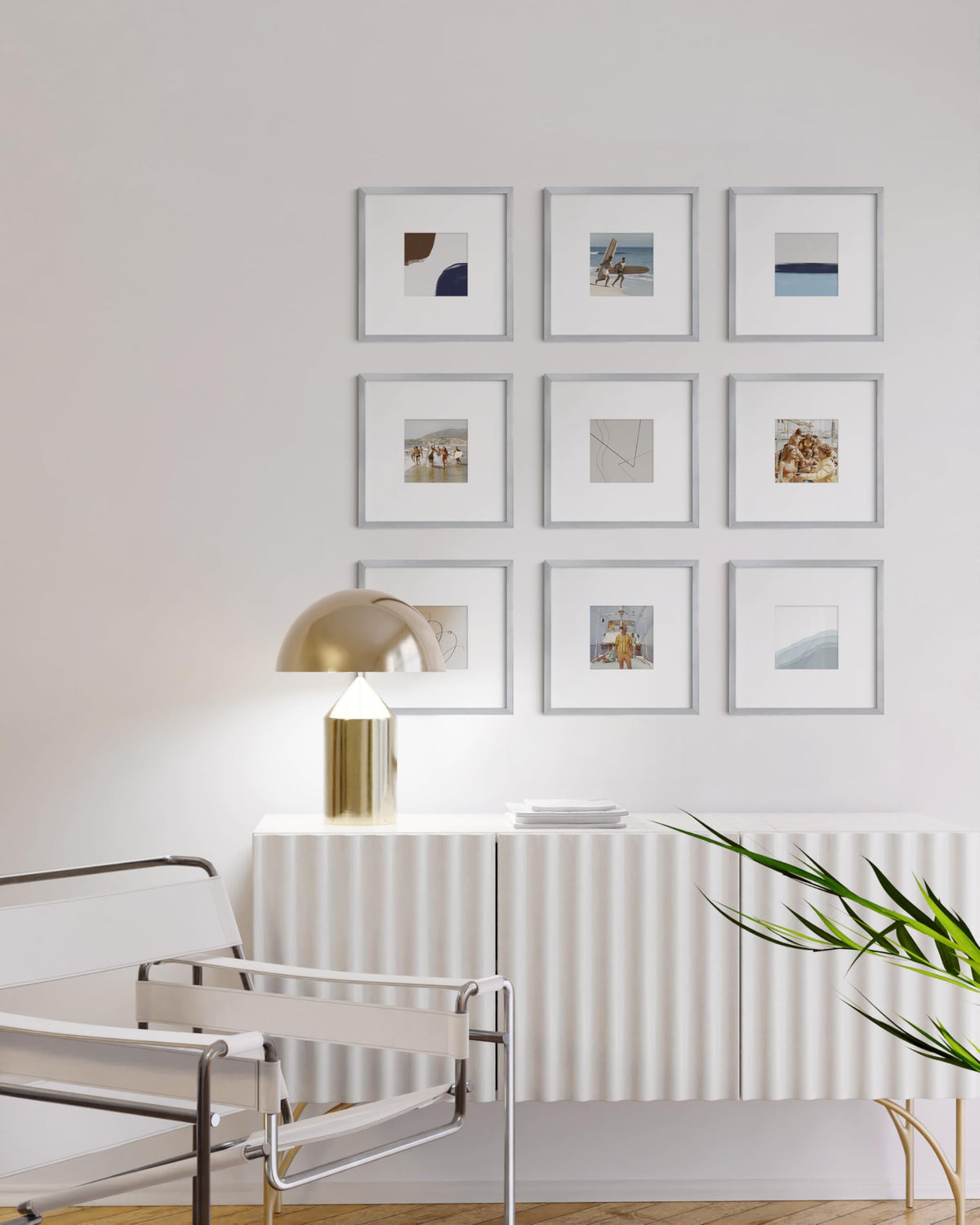 10x10 Silver Metal Picture Frames Matted to 5x5
