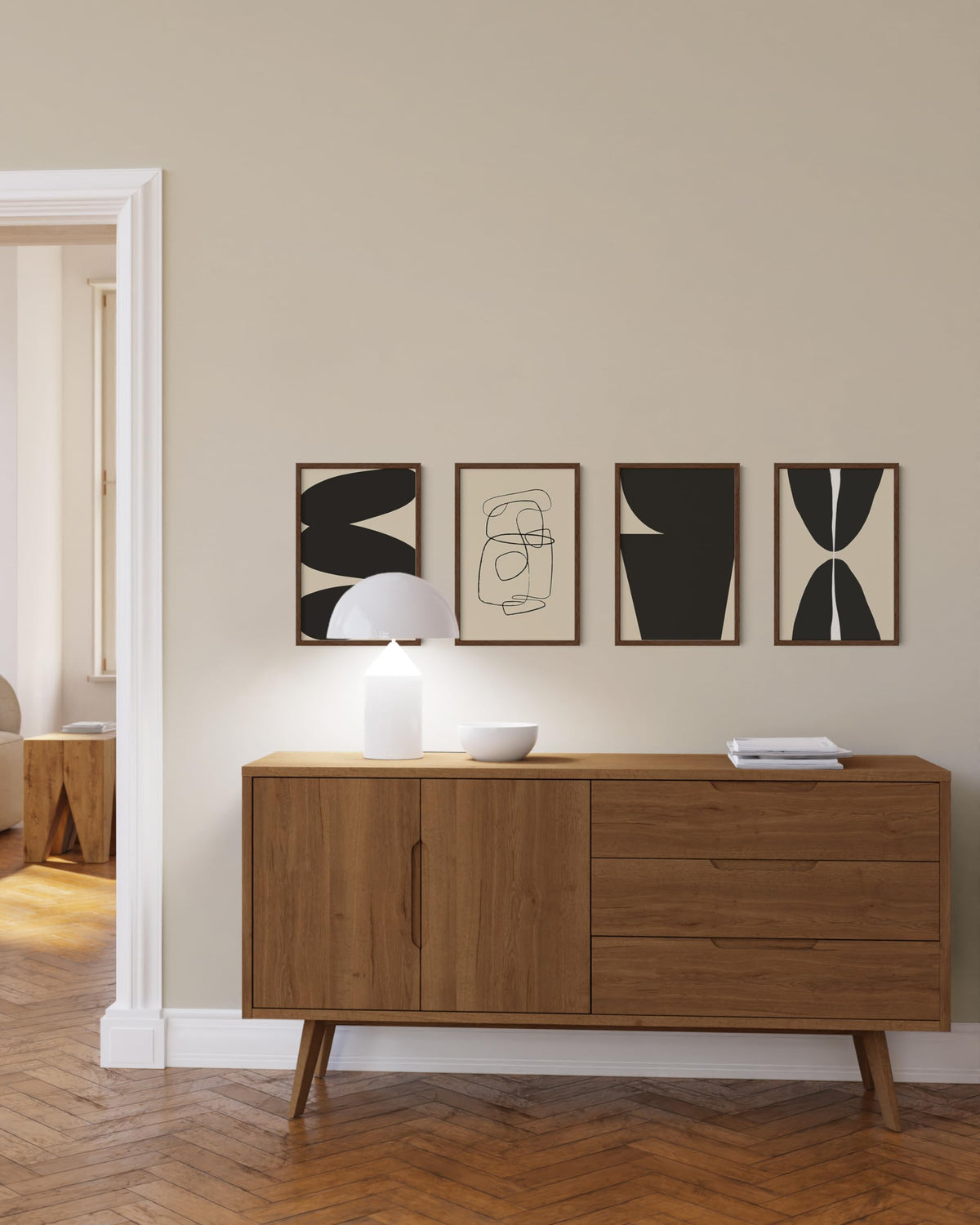 12x18 Walnut Oak Frame Set of 4