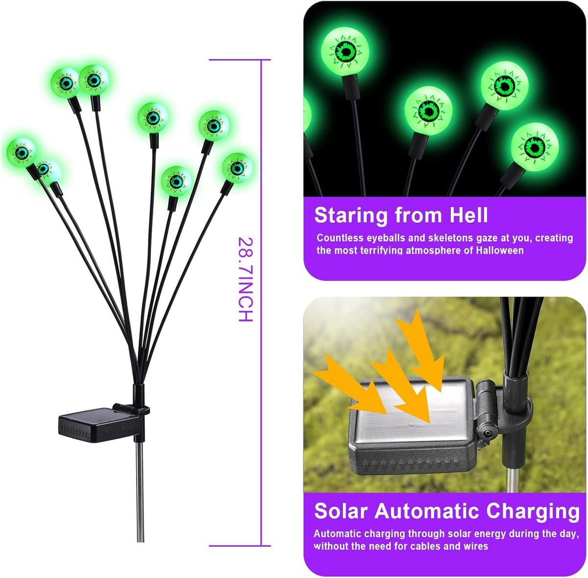 Halloween Decorations Outdoor Solar Scary Eyeball Lights (8 Count)