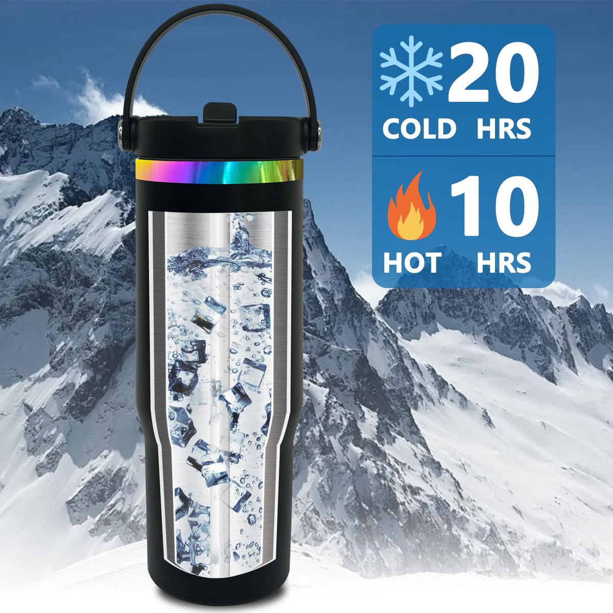 30 oz Tumbler Bulk with Top Handle and Flip Straw Black (8 Count)