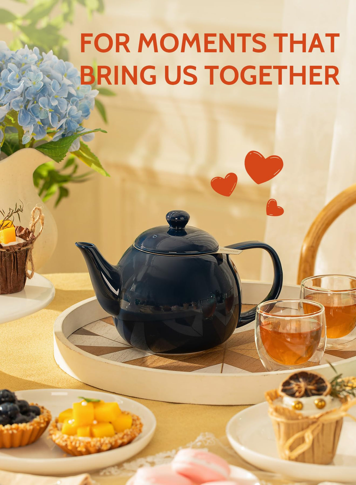 Teapot Porcelain Tea Pot with Stainless Steel Infuser