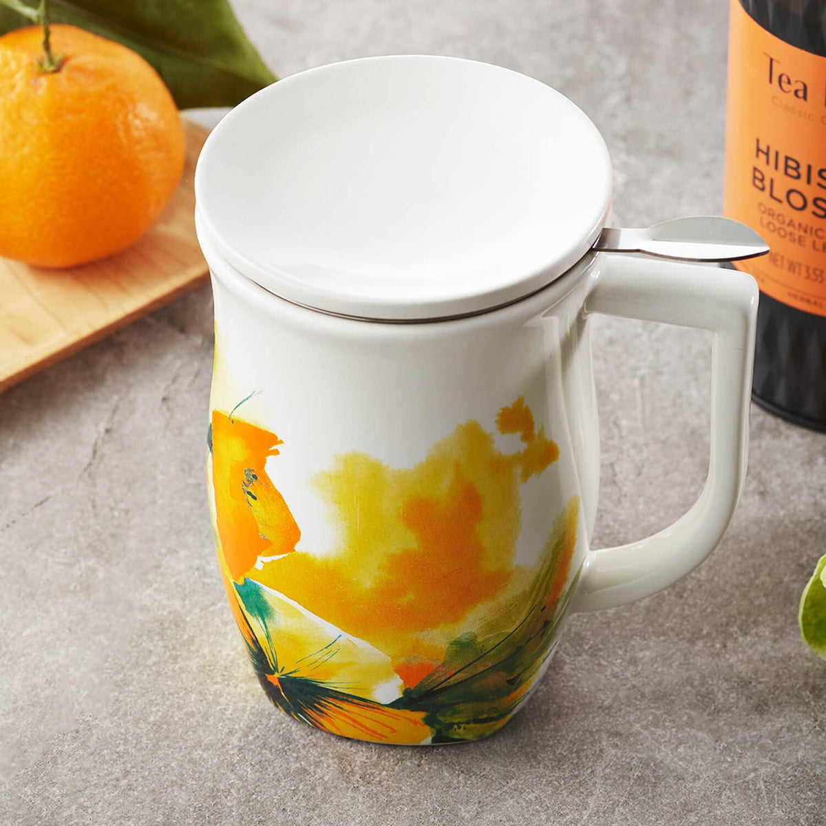 Ceramic Fiore Tea Cup with Infuser