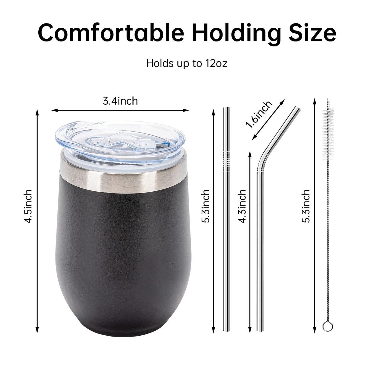 32Pack 12oz Stainless Steel Wine Bulk Tumblers with Lids and Straws (32 Count)