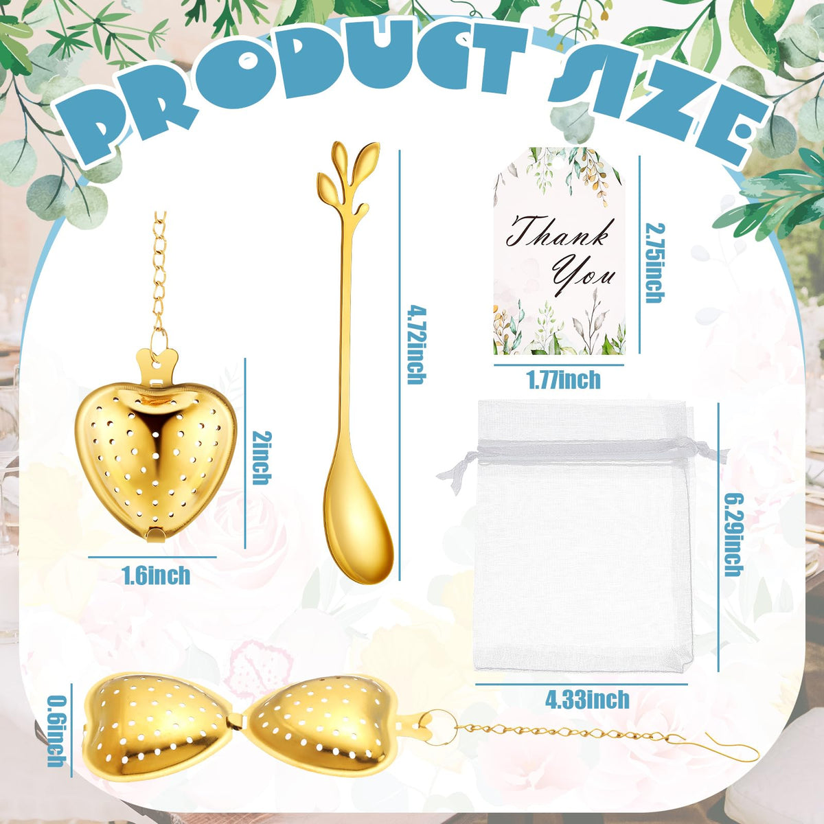 25 Sets Bridal Shower Tea Party Favor for Guest Leaf Tea Spoon (25 Count)