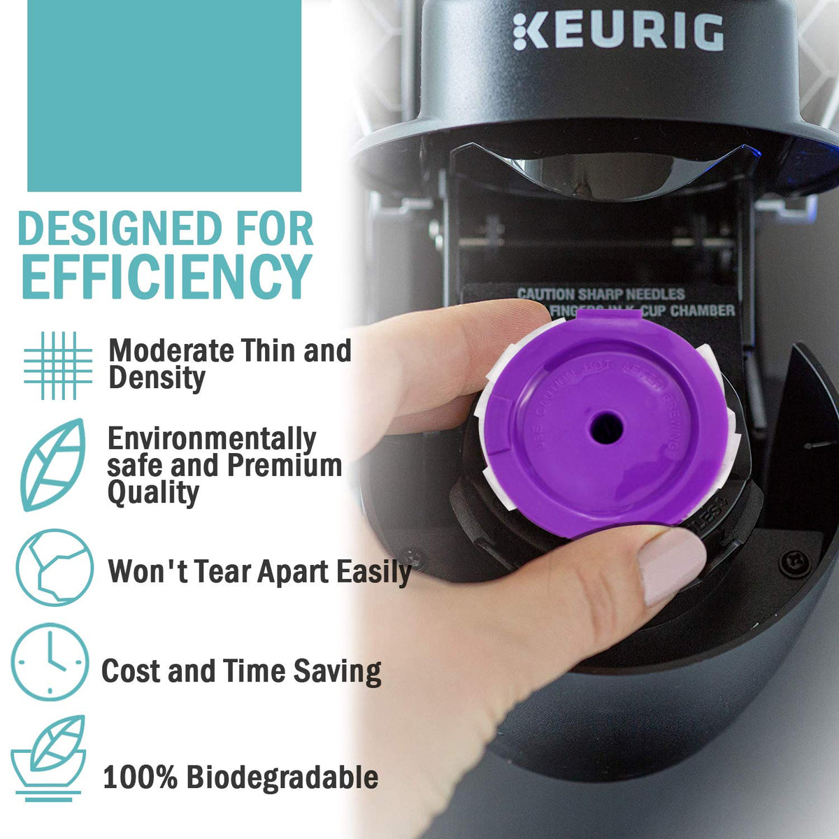 Disposable Coffee Filters with Lid Kerig Paper Filter for Reusable Single Serve Pods Compatible with Keurg 2.0 & 1.0 Coffee Maker (200 Count)