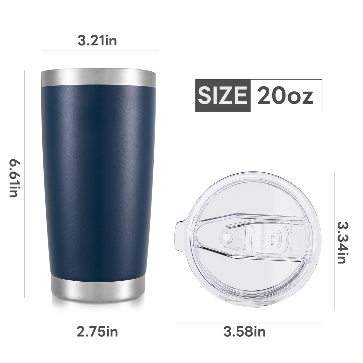 20 oz Tumbler with Lid Stainless Steel Insulated Tumblers Bulk Cups Mug (12 Count)