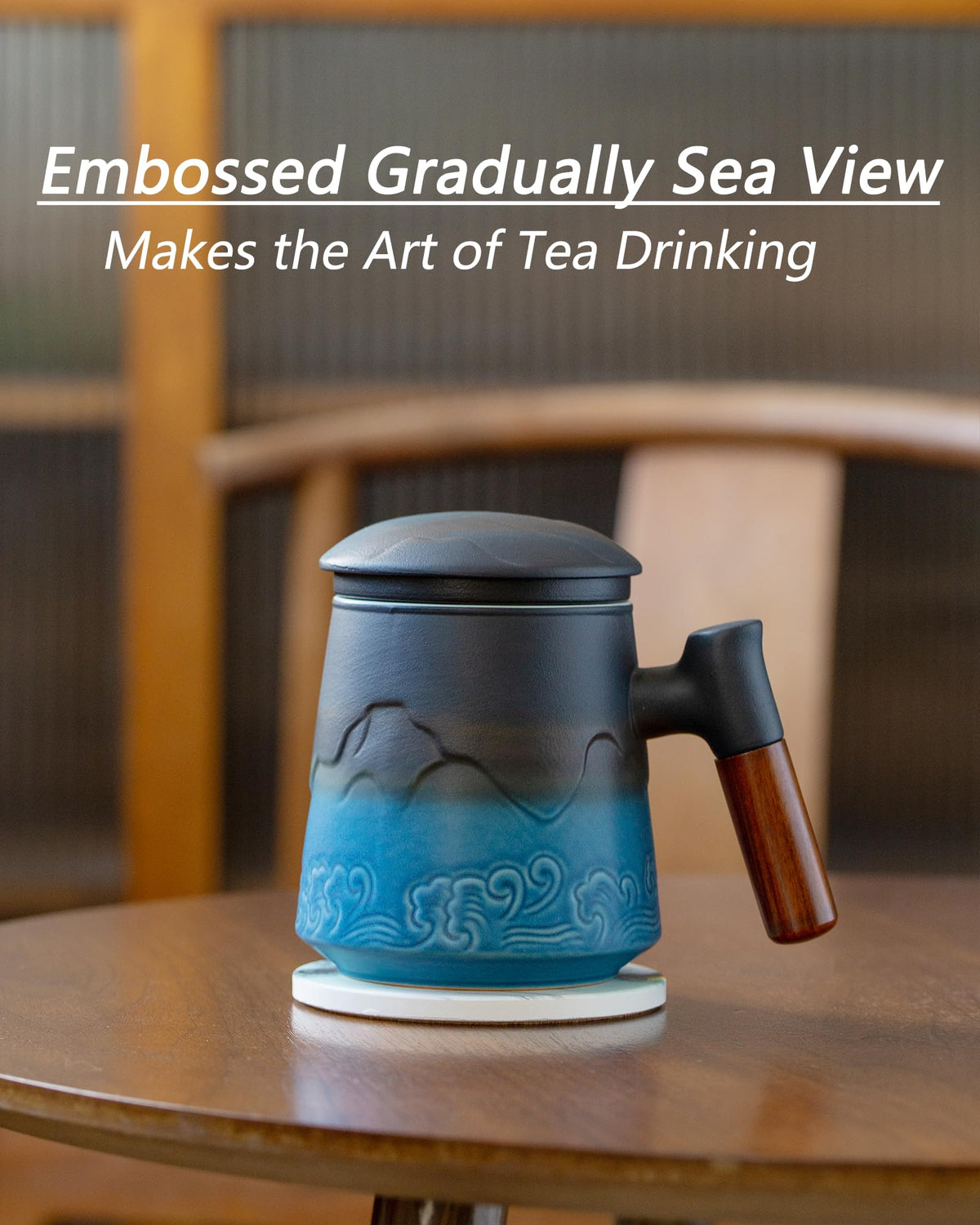 Tea Cup with Infuser and Lid & Coaster for Tea Steeper