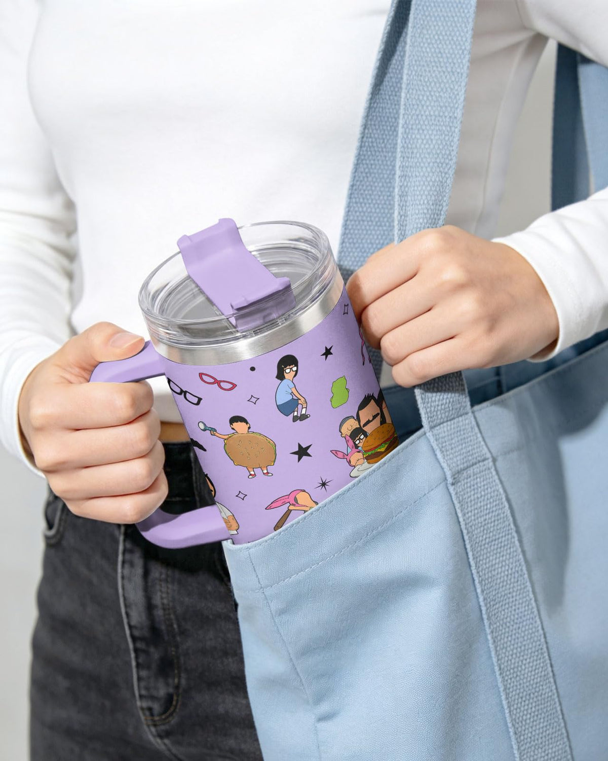 Funny Cartoon Burger Family 40 oz Tumbler with Handle