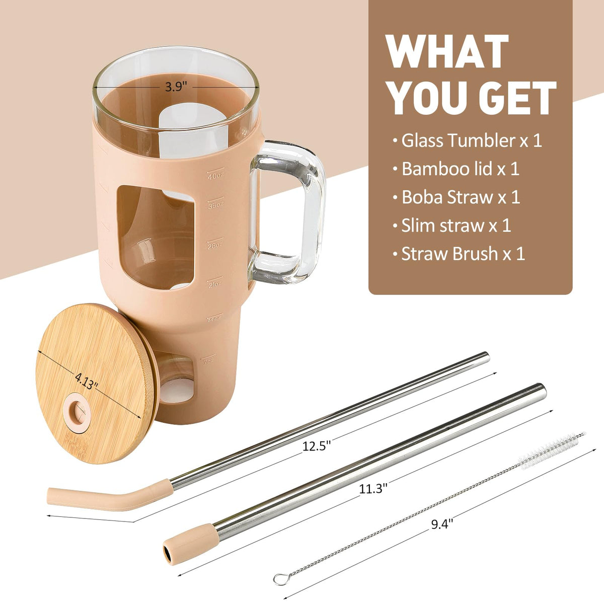 Glass Tumbler with Straw and Lid