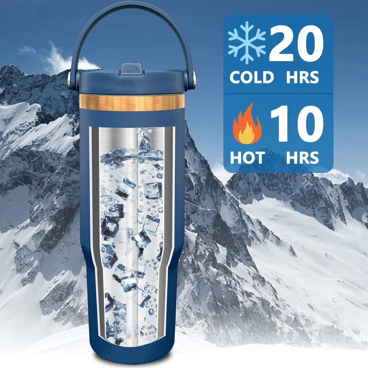30 oz Tumbler Bulk with Top Handle and Flip Straw Navy