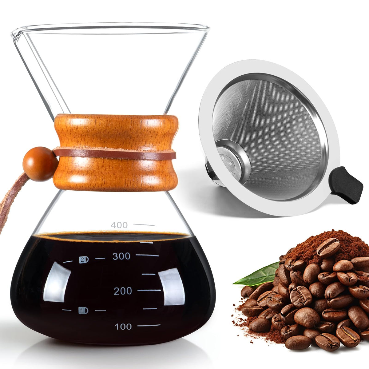 Pour Over Coffee Maker with Stainless Steel Filter Pour Over Coffee Dripper
