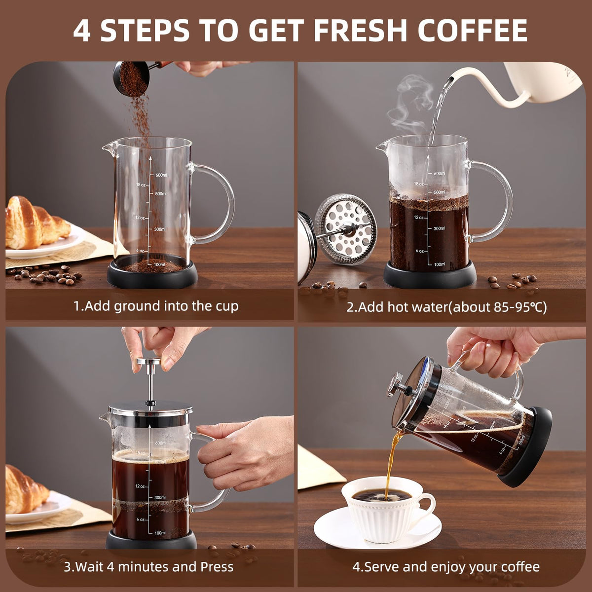 French Press Coffee Maker 600ML