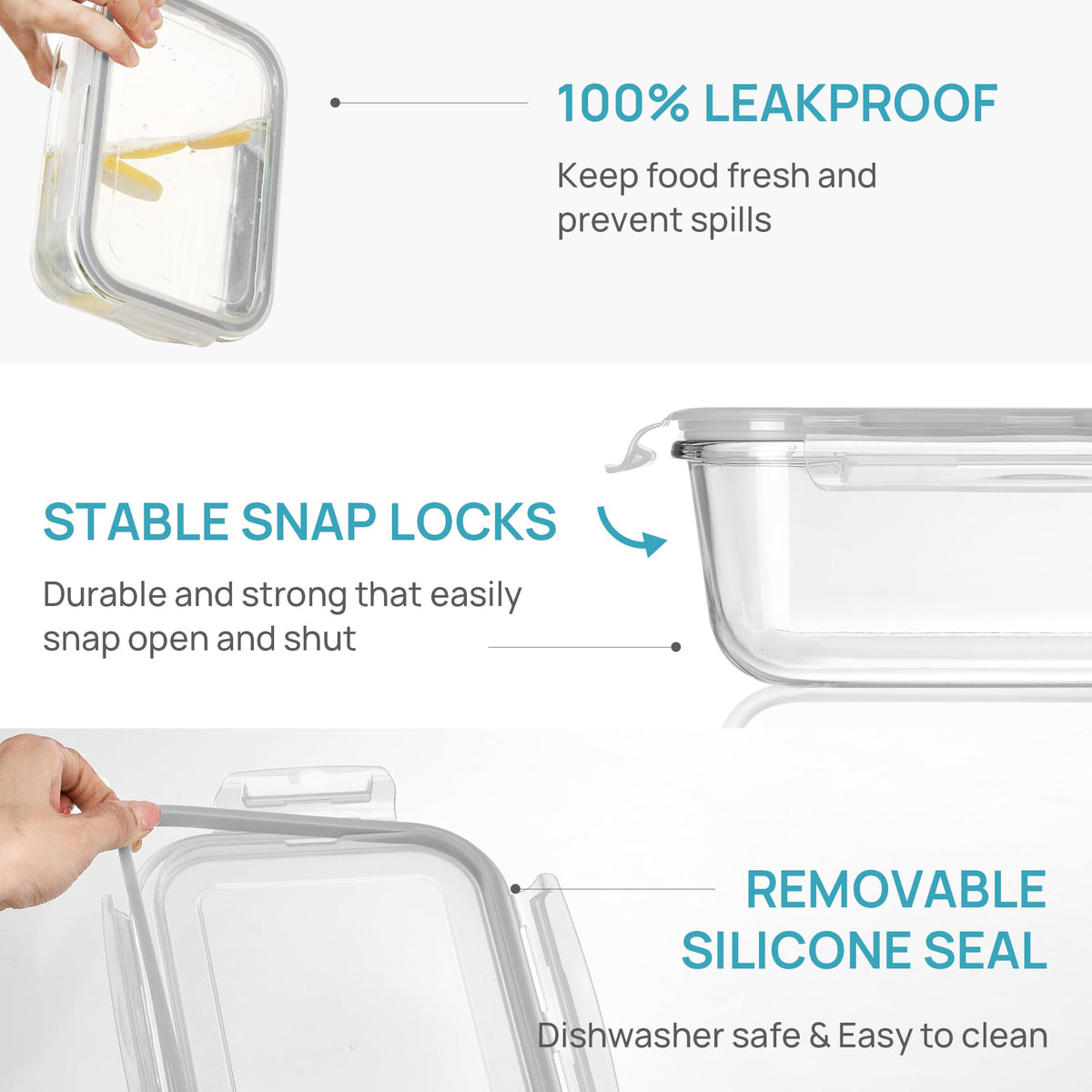 2Pack 1860ml 63oz Large Glass Storage Containers With Lids (2 Count)