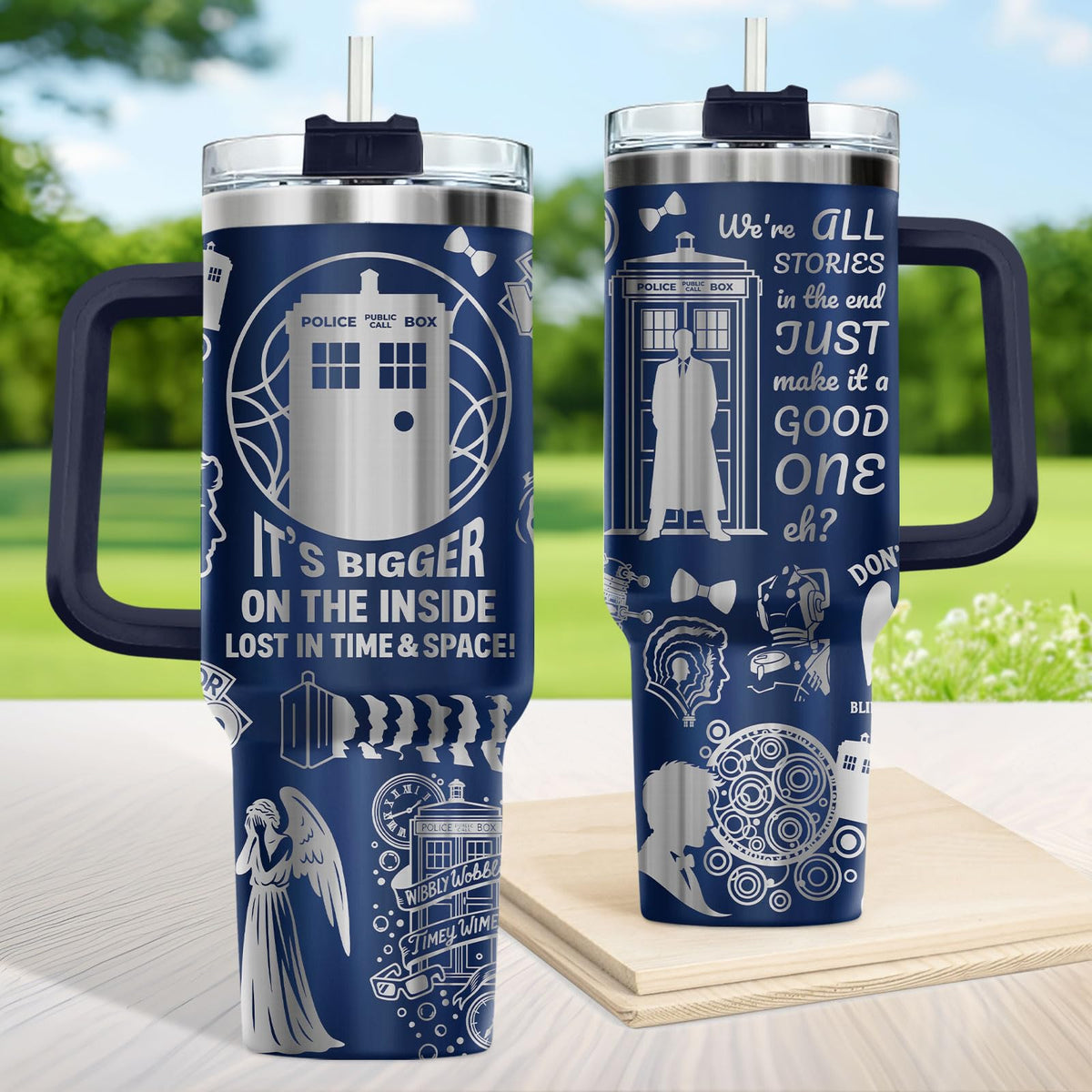 Novelty Police Box 40 oz Tumbler with Handle