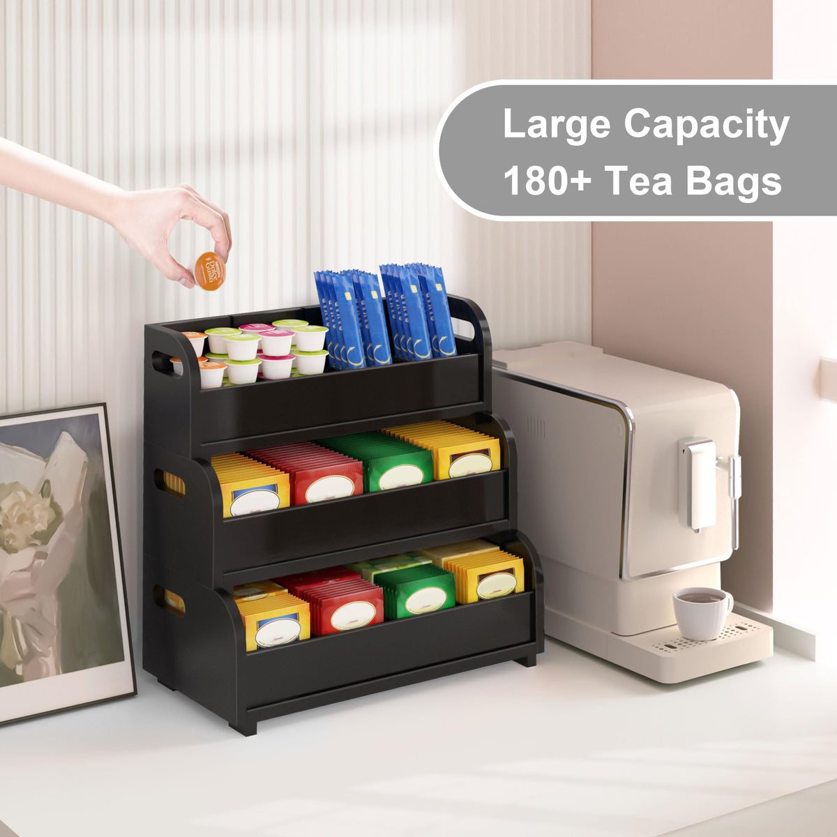 3 Tier Bamboo Tea Bag Organizer