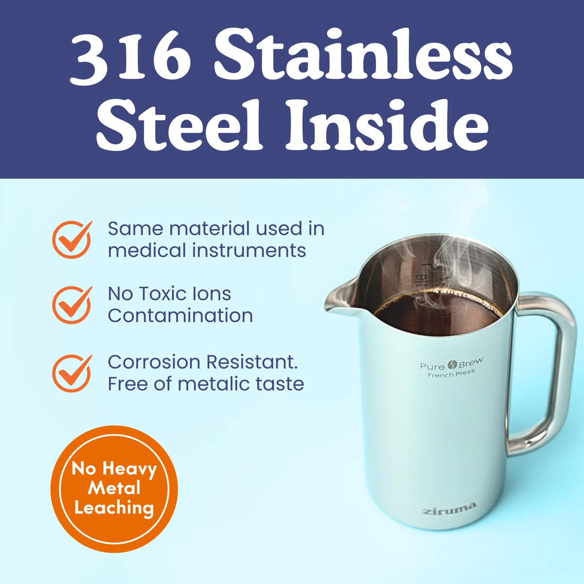 Non Toxic Stainless Steel French Press