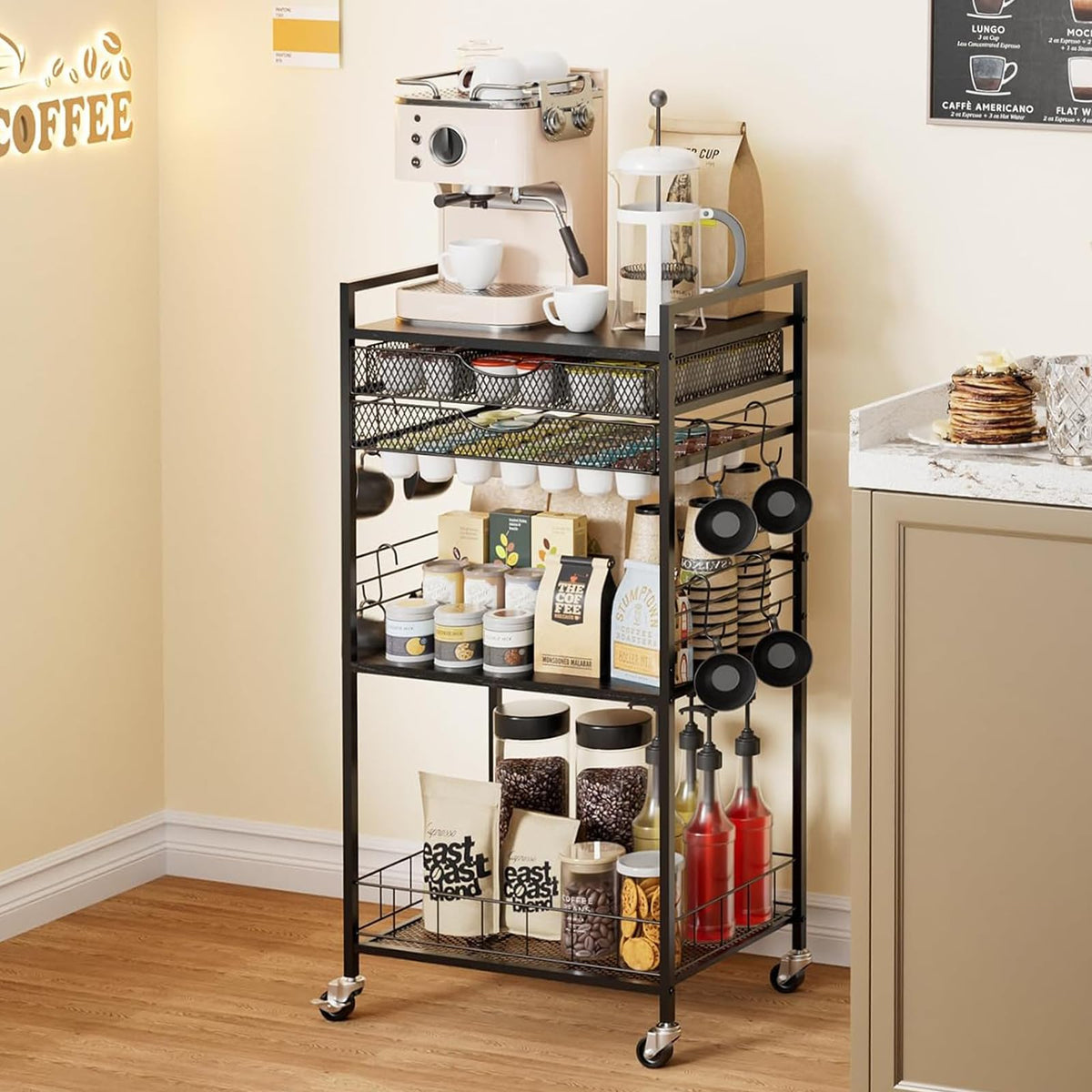 Coffee Bar Station with Storage Drawer (5 Count)
