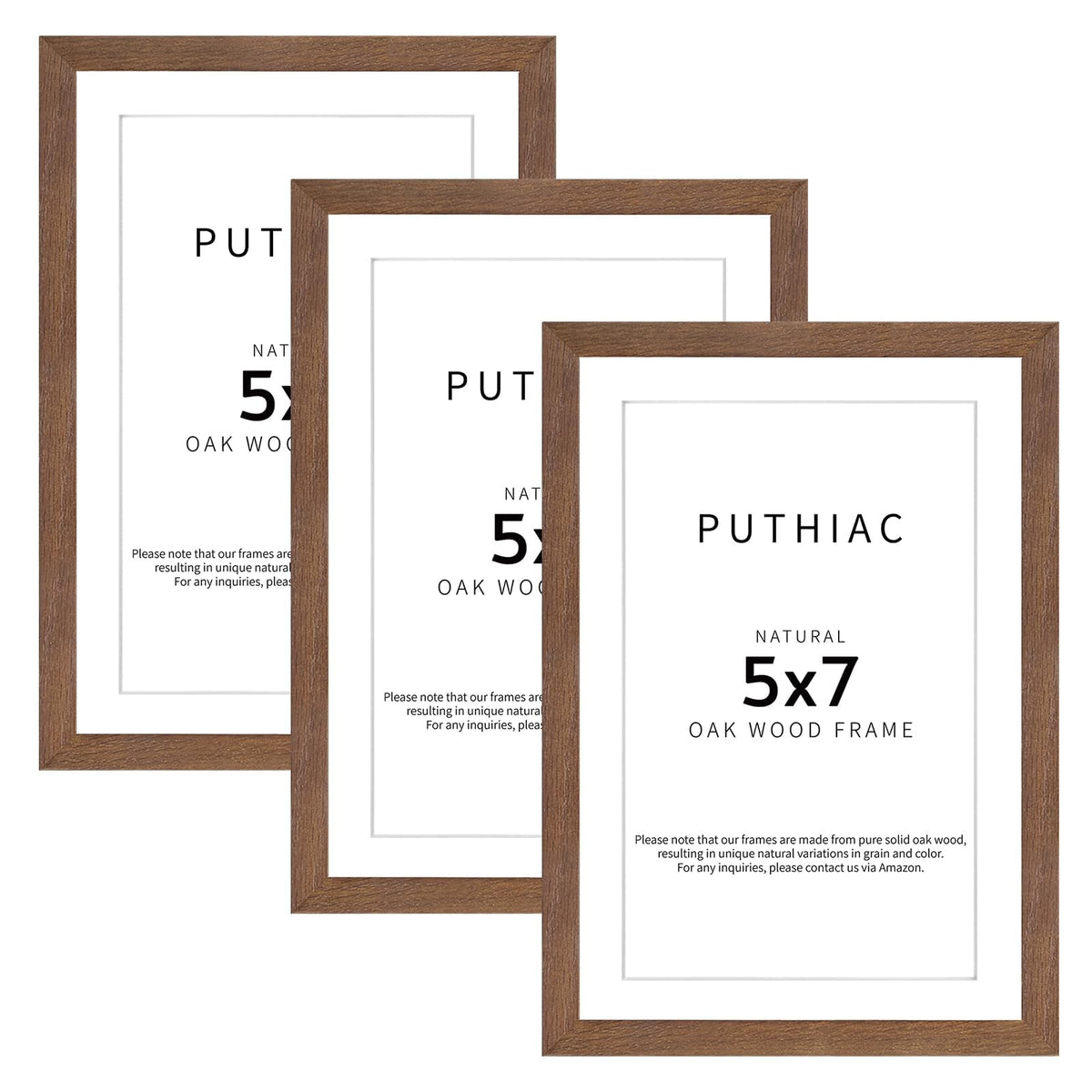 5x7 Solid Oak Wood Picture Frames (3 Count)