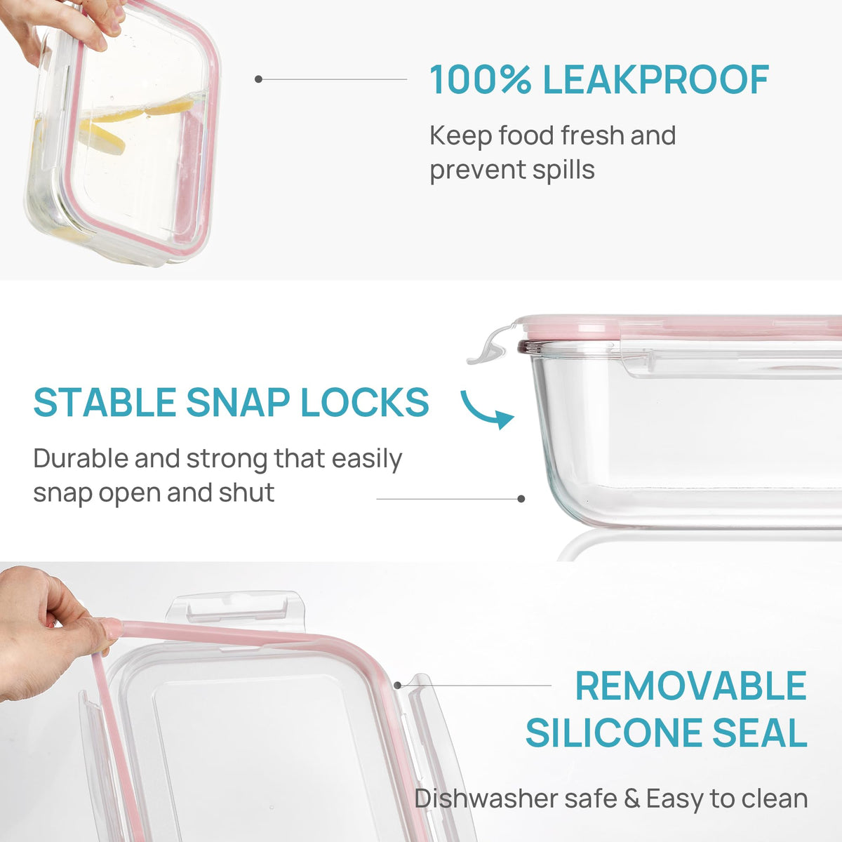 2Pack 1860ml 63oz Large Glass Storage Containers With Lids (2 Count)