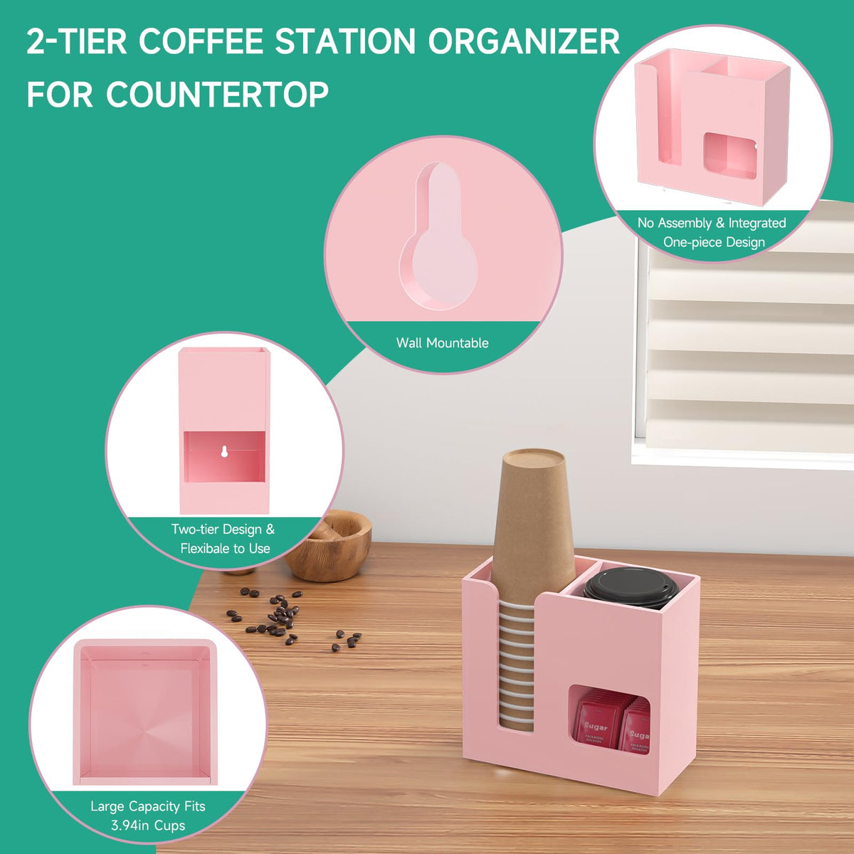 2 Tier Coffee Station Organizer for Countertop