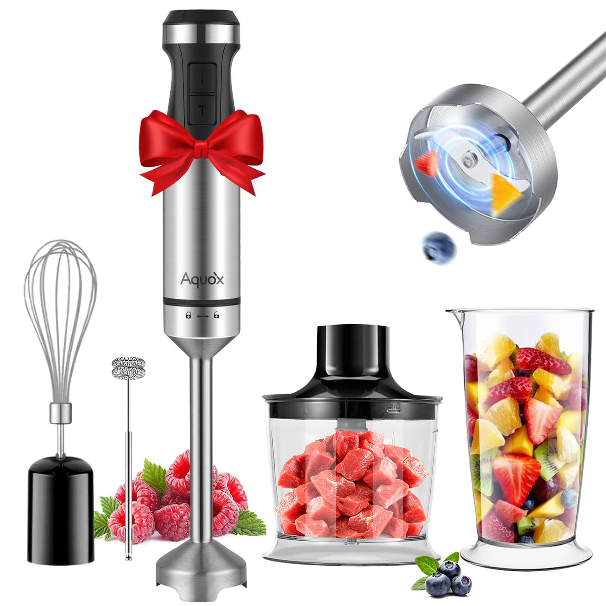 Immersion Blender Handheld 5 in 1 Corded Hand Blender 1500W