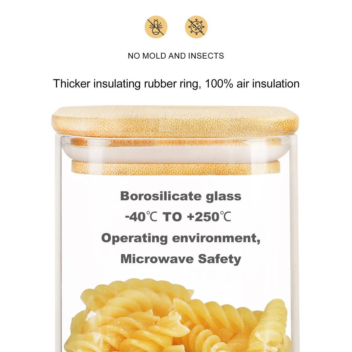 16 Pack Square Glass Storage Jars with Bamboo Lids (16 Count)