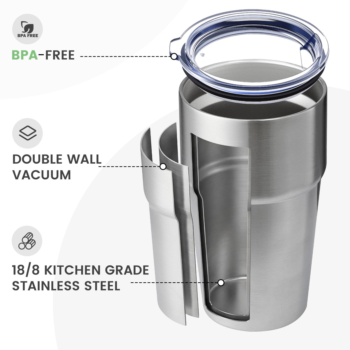 16oz Tumbler Double Wall Vacuum Insulated Travel Mug Bulk (12 Count)