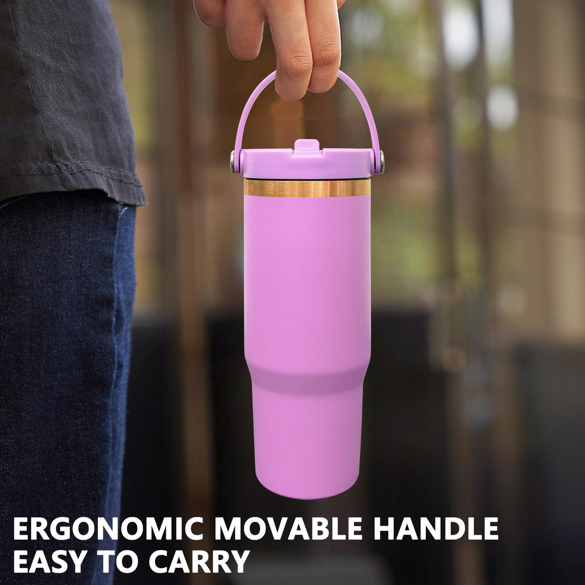 30 oz Tumbler Bulk with Top Handle and Flip Straw LightPurple