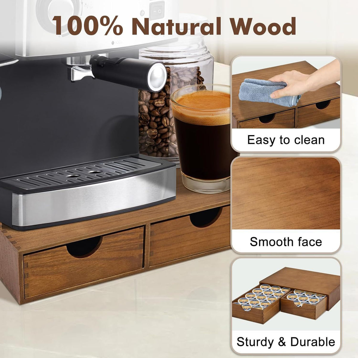 Wooden coffee capsule storage box