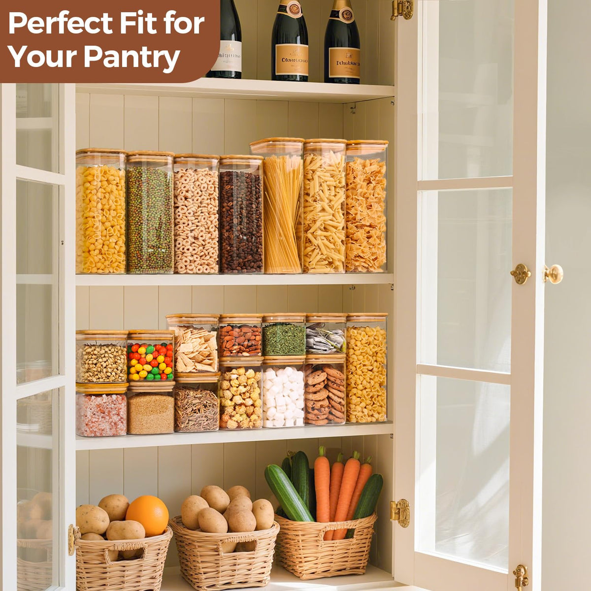 Glass Jars with Bamboo Lids 0.8 Qt (6 Count)