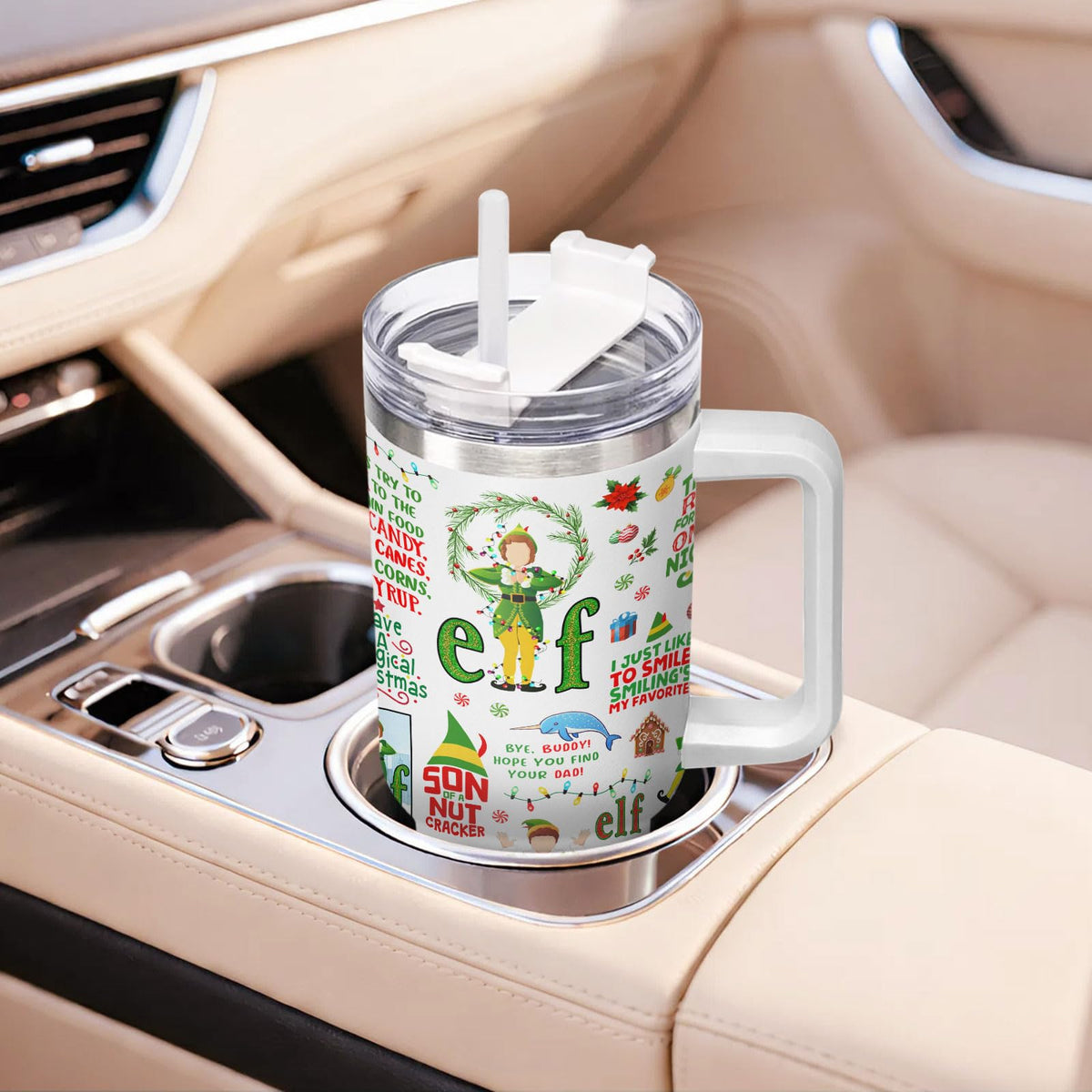 Festival Festive Holiday Elf 40 oz Tumbler with Handle