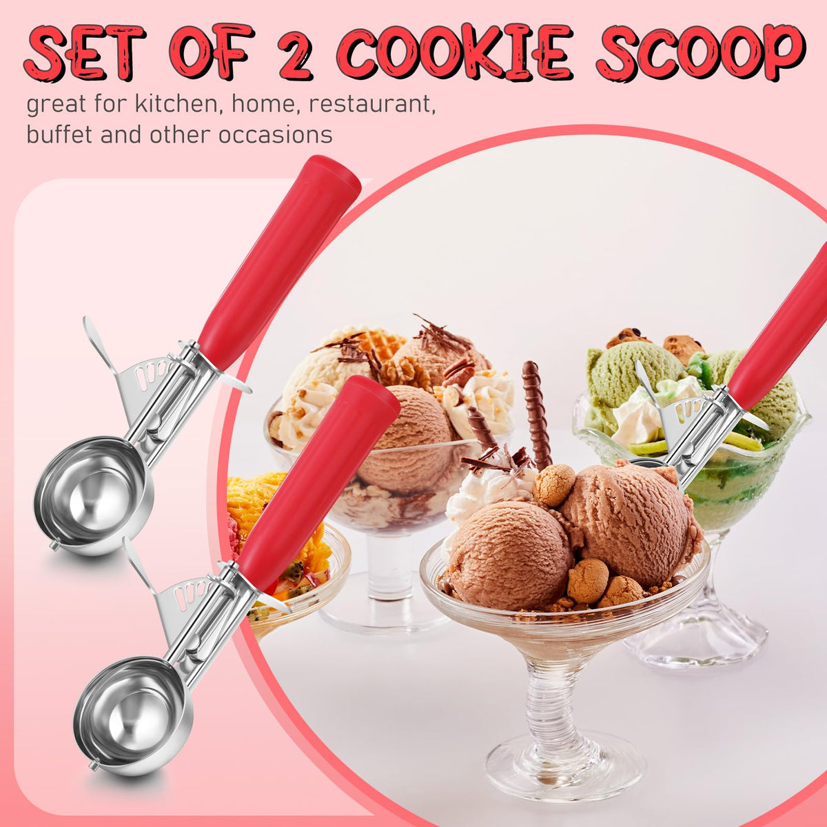 2 Pcs Ice Cream Scooper with Trigger (2 Count)