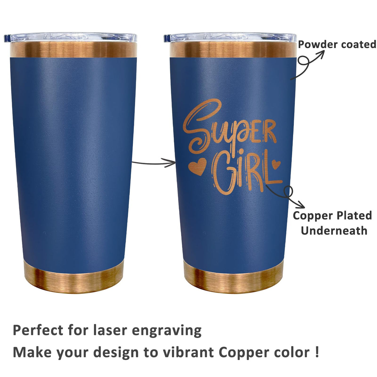 20 oz Insulated Tumblers Bulk With Lid and Straw Navy (12 Count)