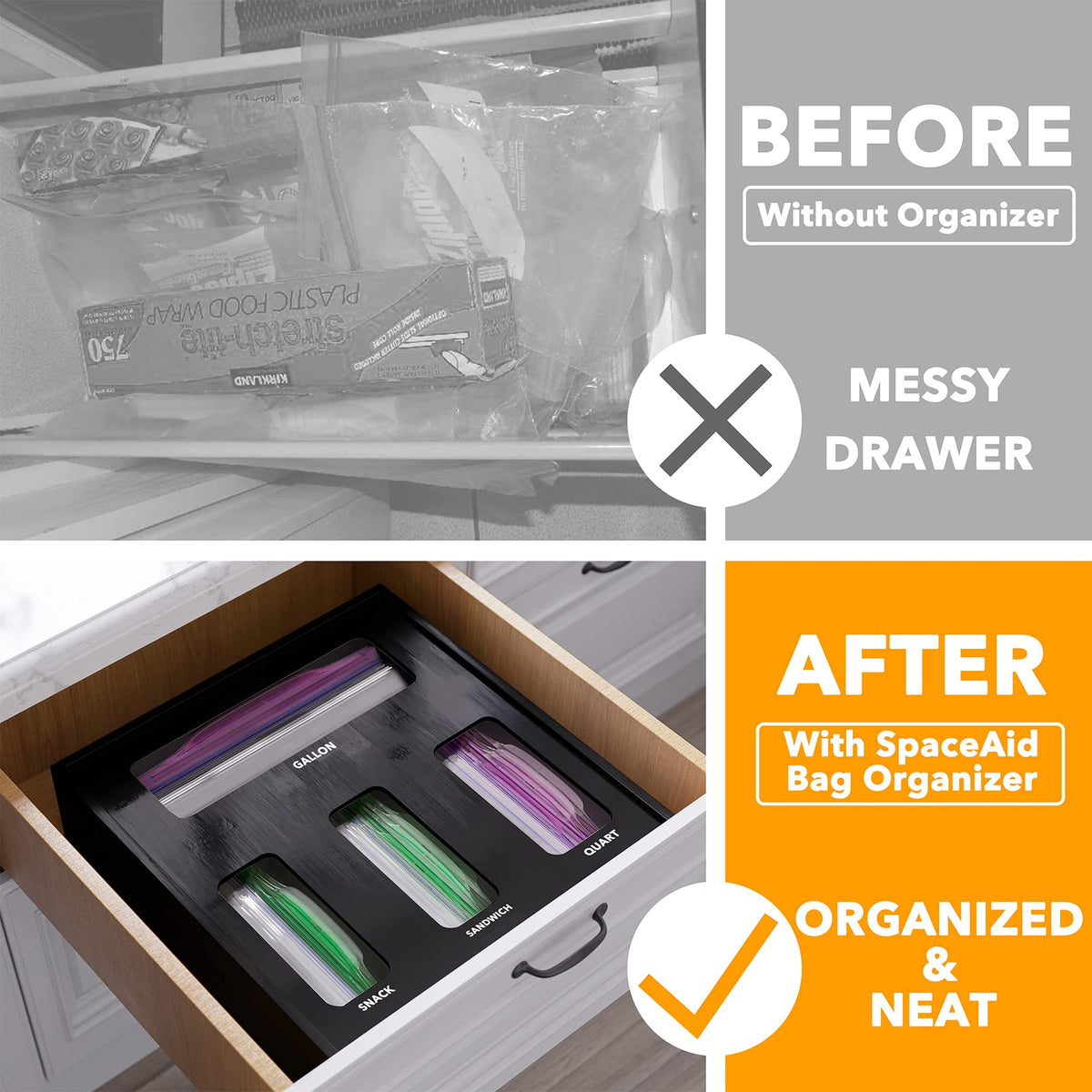 Bag Storage Organizer for Kitchen Drawer